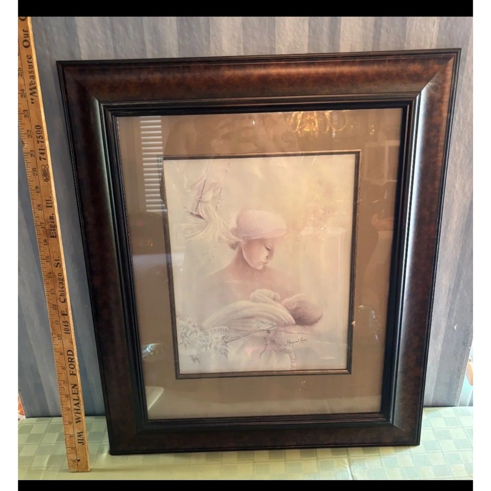 Margaret Kane Mother and Child Framed Lithograph Print Vintage Pastel Art 25x21